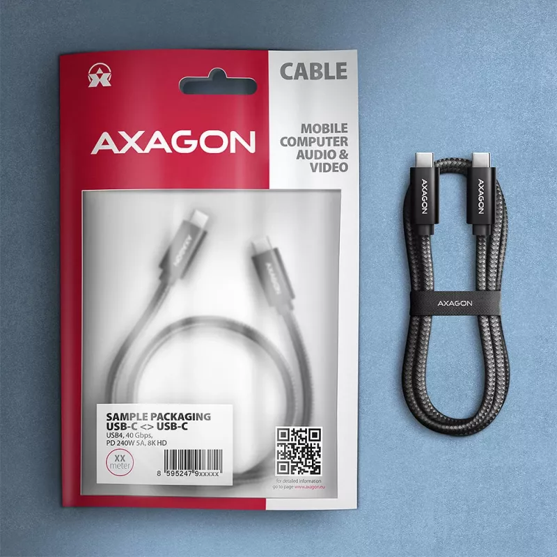 Cable USB Axagon BUCM4X-CM10AB USB4 Gen 3x2 1m Negro
