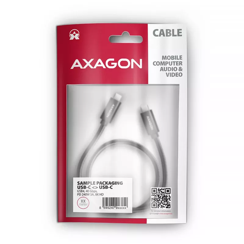 Cable USB Axagon BUCM4X-CM10AB USB4 Gen 3x2 1m Negro