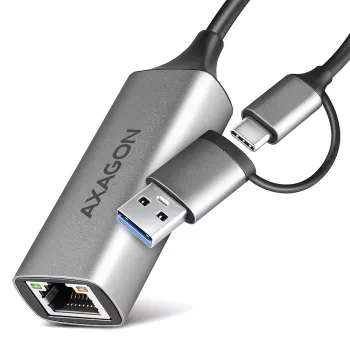 Adaptador Axagon ADE-TXCA USB-C + USB-A 3.2 Gen 1 - Gigabit Ethernet, Asix AX88179