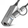 Adaptador Axagon ADE-TXCA USB-C + USB-A 3.2 Gen 1 - Gigabit Ethernet, Asix AX88179