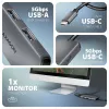 Hub Axagon HMC-5H8K USB 5Gbps 2x USB-A USB-C HDMI 8k/30Hz PD 100W cable USB-C con cable USB 3.2 Gen 1 (3.1 Gen 1) Type-C Gris
