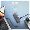 Hub Axagon HMC-5H8K USB 5Gbps 2x USB-A USB-C HDMI 8k/30Hz PD 100W cable USB-C con cable USB 3.2 Gen 1 (3.1 Gen 1) Type-C Gris