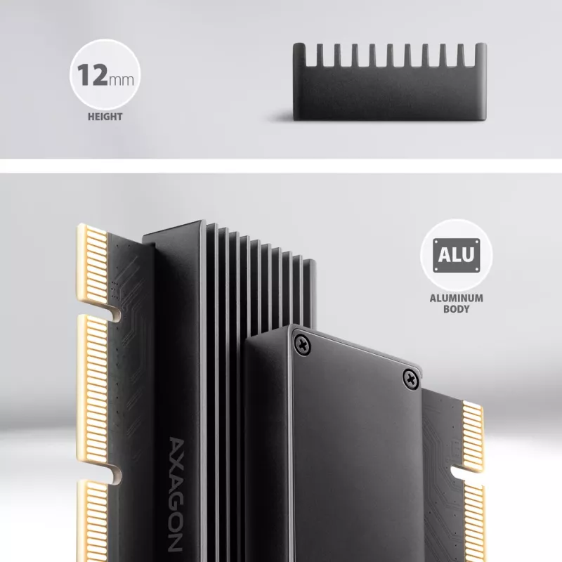 Adaptador Axagon PCEM2-XS PCIe x16 - M.2 NVMe M-Key, con disipador de aluminio pasivo