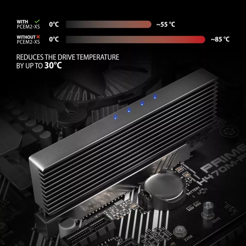 Adaptador Axagon PCEM2-XS PCIe x16 - M.2 NVMe M-Key, con disipador de aluminio pasivo