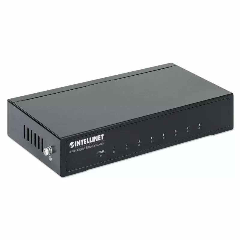 Switch Gigabit Ethernet Intellinet de 8 puertos, tamaño sobremesa, carcasa de metal, IEEE 802.3az (Energy Efficient Ethernet)