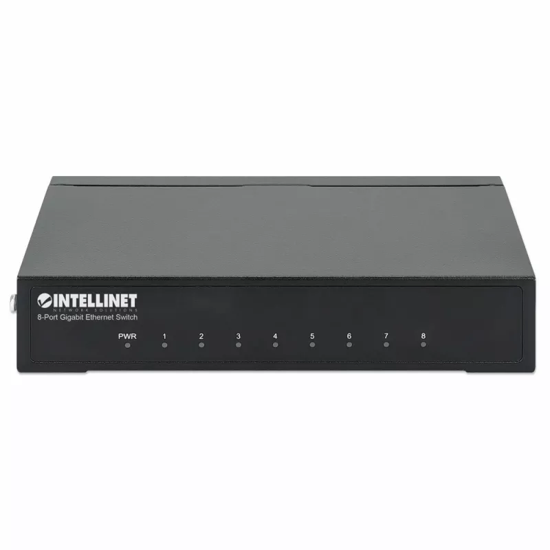 Switch Gigabit Ethernet Intellinet de 8 puertos, tamaño sobremesa, carcasa de metal, IEEE 802.3az (Energy Efficient Ethernet)