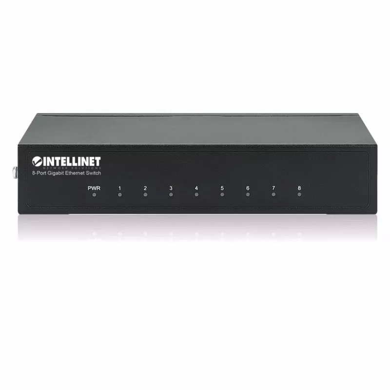 Switch Gigabit Ethernet Intellinet de 8 puertos, tamaño sobremesa, carcasa de metal, IEEE 802.3az (Energy Efficient Ethernet)