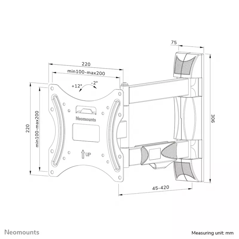 Soporte de pared para TV Neomounts WL40-550BL12 32-55 inch – orientable – instalación sencilla