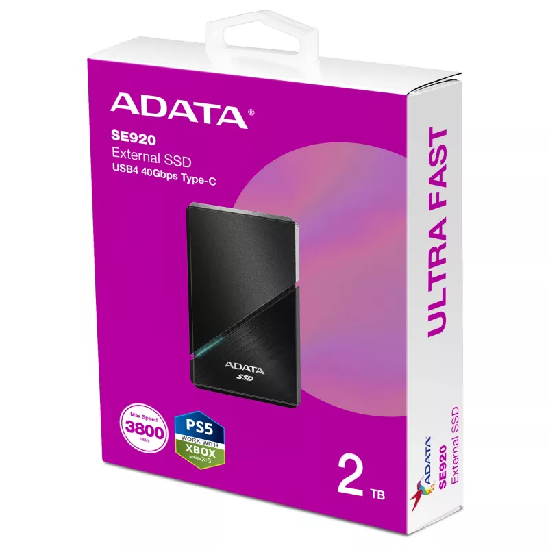 SSD portátil ADATA SE920, 2 TB, USB4, negro