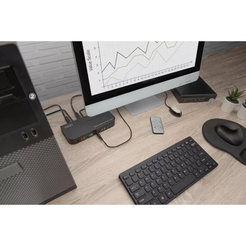 Switch KVM DIGITUS - 2x1 HDMI, HDMI Out, USB, 4Kx2K@60Hz