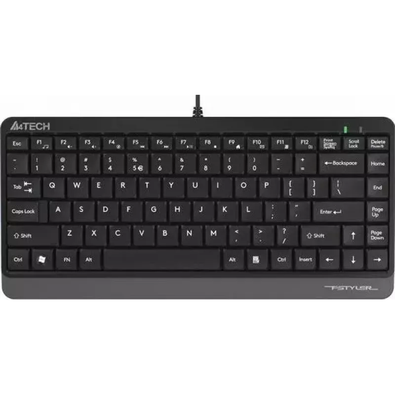 Teclado USB con cable A4Tech FStyler FK11 – diseño estándar compacto, inglés, 12 teclas de acceso rápido, reposamuñecas, cable de 1,5 m