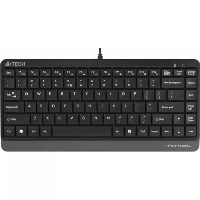 Teclado USB con cable A4Tech FStyler FK11 – diseño estándar compacto, inglés, 12 teclas de acceso rápido, reposamuñecas, cable de 1,5 m
