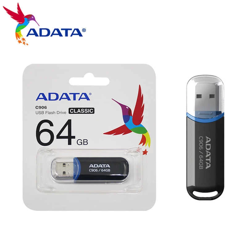 Memoria USB ADATA C906 64 GB USB Type-A 2.0, negra, con protección de tapa