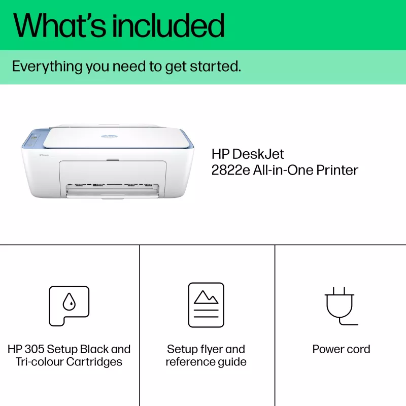 HP DeskJet 2822e Impresora en color inalámbrica 3 en 1, Instant Ink; Copiadora, Escáner