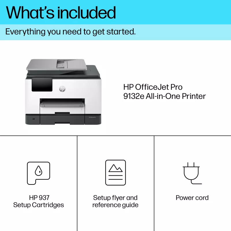 HP OfficeJet Pro 9132e Impresora en color inalámbrica todo en uno, Instant Ink; impresión a doble cara