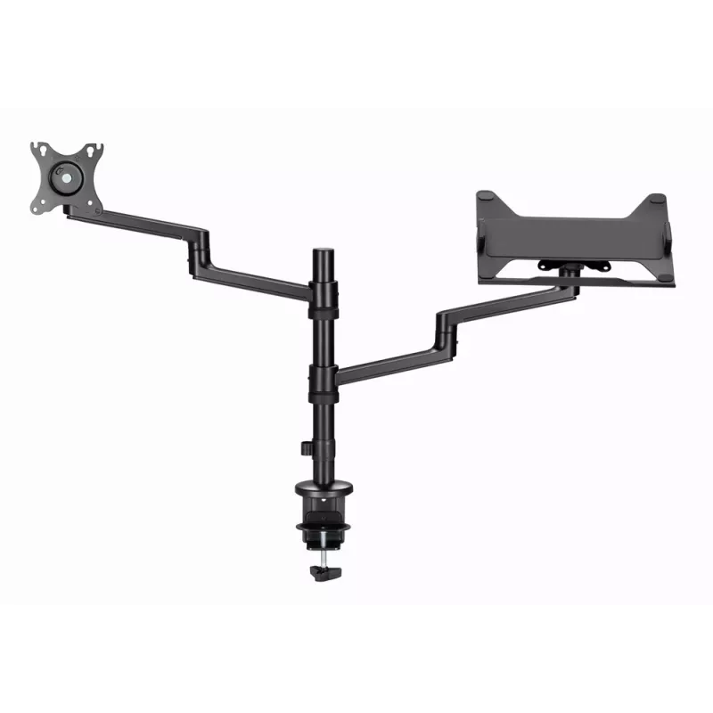 Gembird MA-DA-04 soporte de escritorio ajustable con brazo para monitor y bandeja para portátil, 17–32 pulgadas