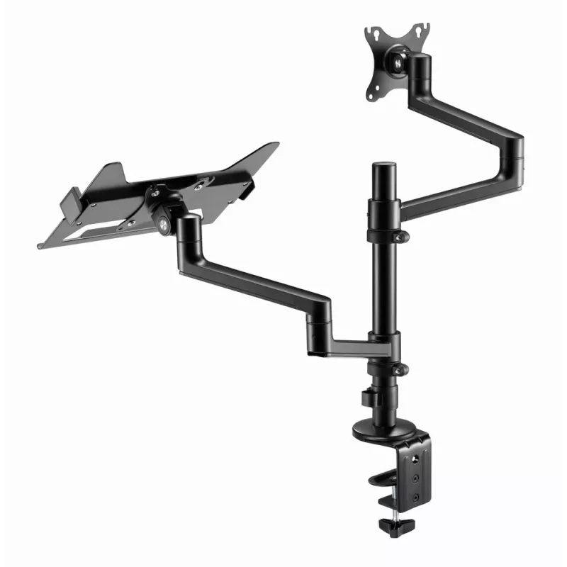 Gembird MA-DA-04 soporte de escritorio ajustable con brazo para monitor y bandeja para portátil, 17–32 pulgadas