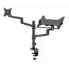 Gembird MA-DA-04 soporte de escritorio ajustable con brazo para monitor y bandeja para portátil, 17–32 pulgadas