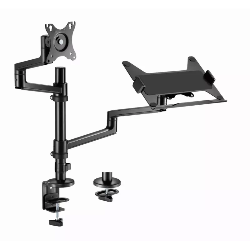 Gembird MA-DA-04 soporte de escritorio ajustable con brazo para monitor y bandeja para portátil, 17–32 pulgadas