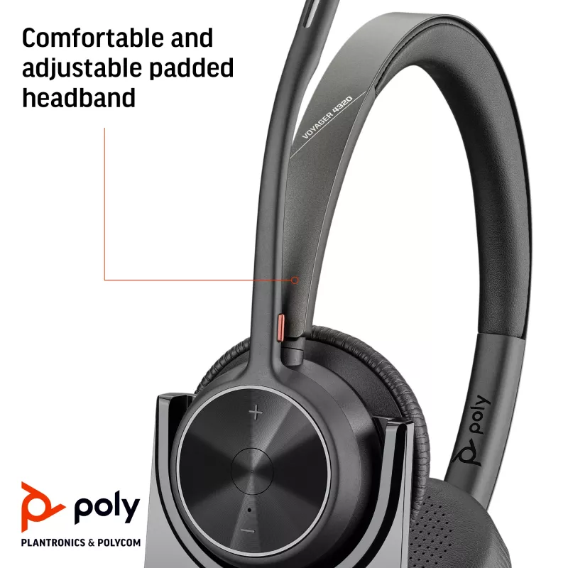 HP Poly Voyager 4320 UC auricular estéreo USB-A +BT700 adaptador USB-A +base de carga