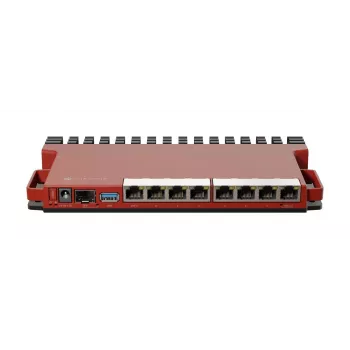 Router cableado MikroTik L009UiGS-RM — 8x RJ-45, 2,5 Gigabit Ethernet, 1x SFP, 1x USB, CPU 800 MHz, 512 MB RAM, rojo