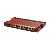 Router cableado MikroTik L009UiGS-RM — 8x RJ-45, 2,5 Gigabit Ethernet, 1x SFP, 1x USB, CPU 800 MHz, 512 MB RAM, rojo