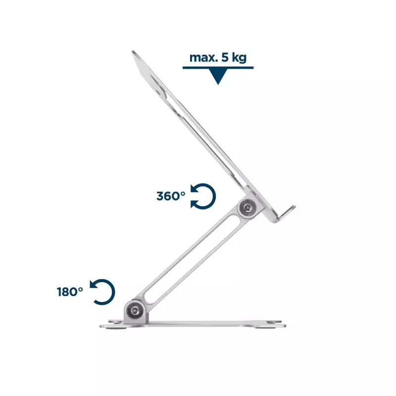 Soporte para portátil Gembird NBS-D1-03 Plata Aluminio para hasta 39,6 cm (15,6
