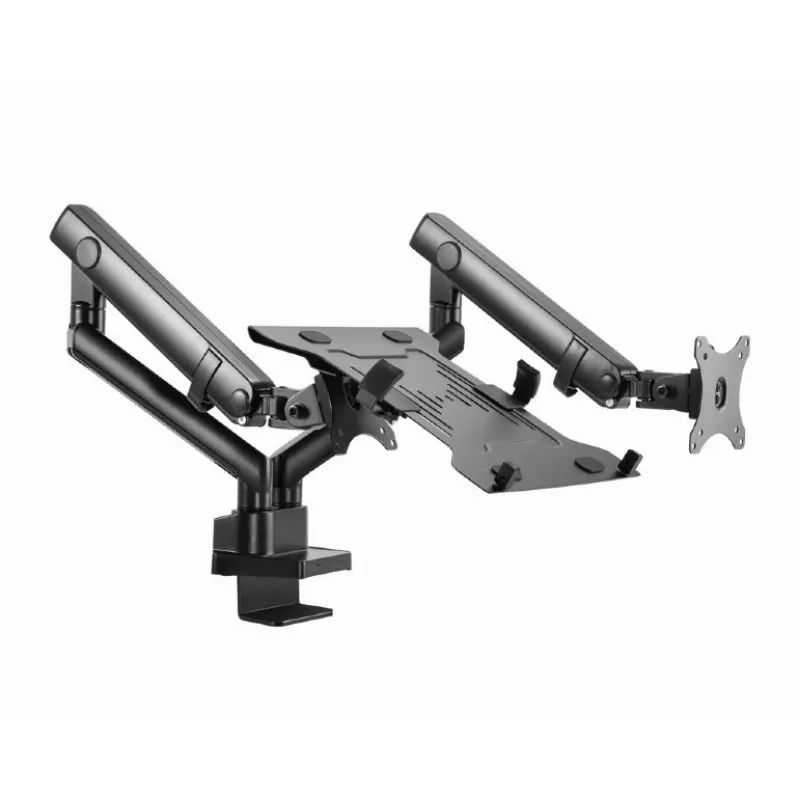 Brazo de monitor ajustable GEMBIRD para montaje en mesa con bandeja para portátil (movimiento completo)