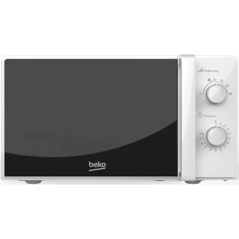 Beko MOC20100WFB microondas solo, 700 W, 20 l, plato giratorio de 24,5 cm, control mecánico, blanco