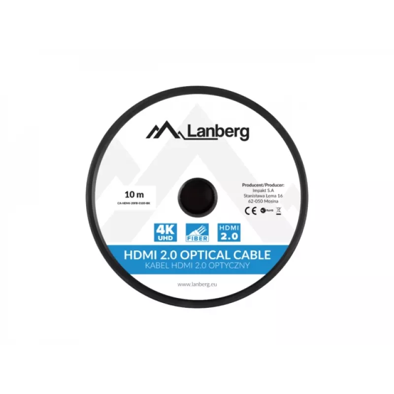 Cable HDMI LANBERG M/m V2.0 Optical Aoc - 10m negro
