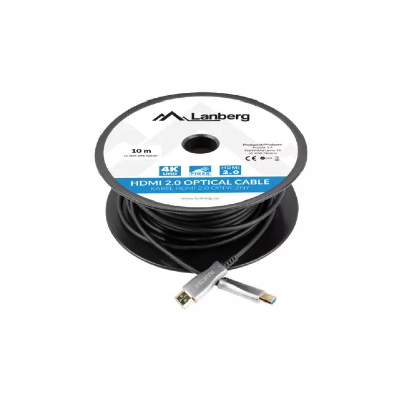 Cable HDMI LANBERG M/m V2.0 Optical Aoc - 10m negro