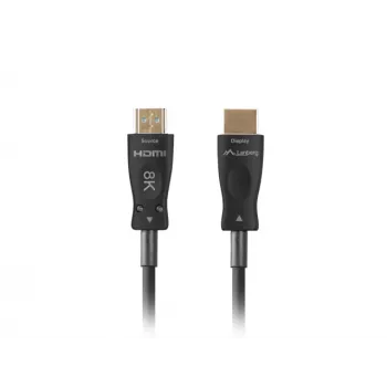 Cable HDMI LANBERG CA-HDMI-30FB-0100-BK 10 m, HDMI Type A 2.1, 48 Gbit/s, 144 Hz, HDR, ARC, Ethernet