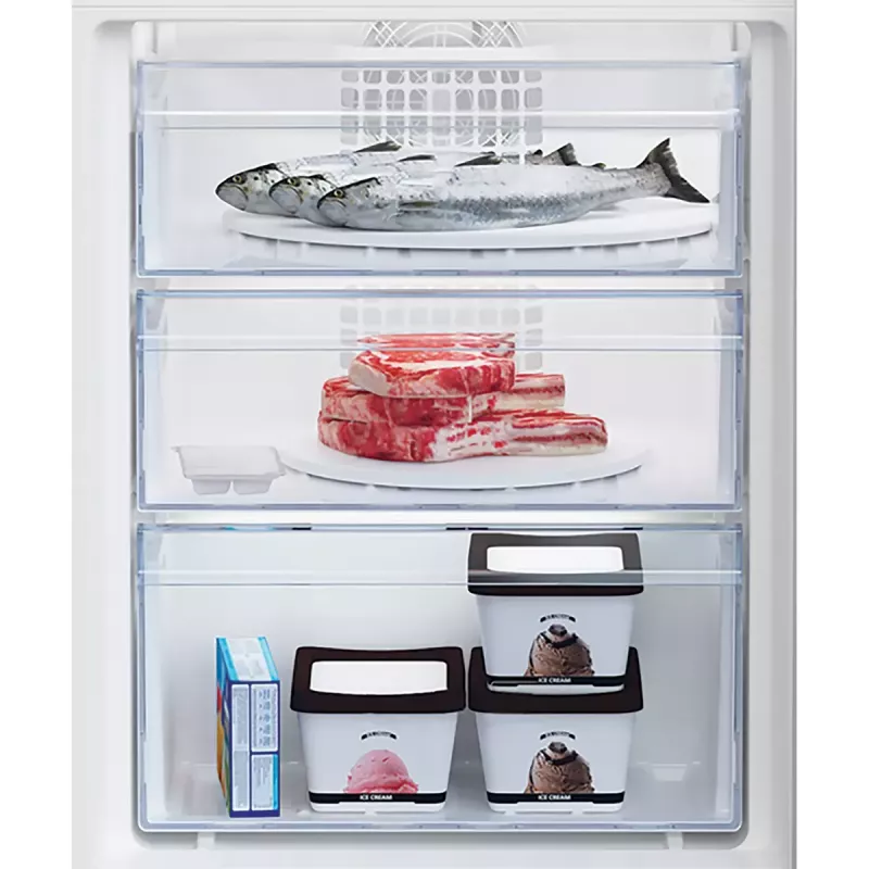 Combinación frigorífico-congelador integrable BEKO BCHA275K41SN — 262 L de volumen total (193 L frigorífico, 69 L congelador), No Frost, apertura de puerta a la derecha, blanca