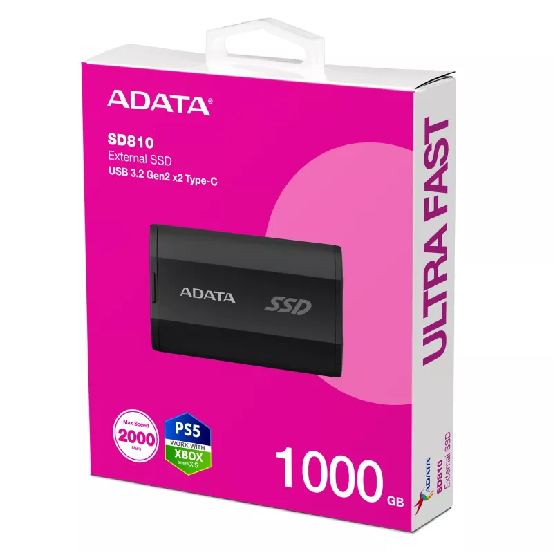 SSD externo ADATA SD810 1 TB (1000 GB) USB 3.2 Gen 2x2, 2000 MB/s, IP68, carcasa de aluminio