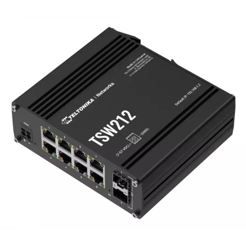 TELTONIKA TSW212 Switch Gigabit Ethernet PoE+ gestionado (8 puertos + 2 SFP)