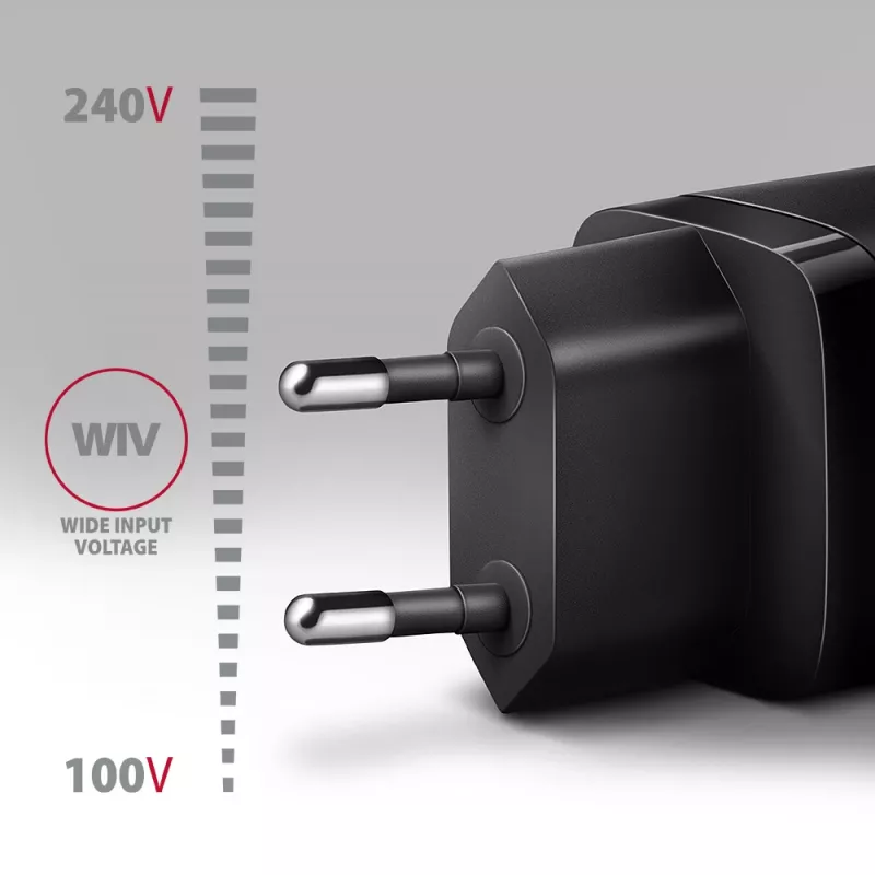 Cargador de pared Axagon ACU-PQ20 QC3.0 PD Type-C 20W Negro