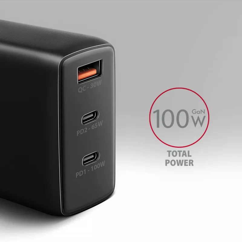 Axagon ACU-DPQ100 PD3.0 & QC 4+ THREE OUTPUTS Cargador de pared 100W