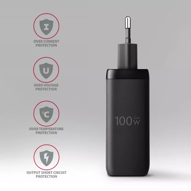 Axagon ACU-DPQ100 PD3.0 & QC 4+ THREE OUTPUTS Cargador de pared 100W