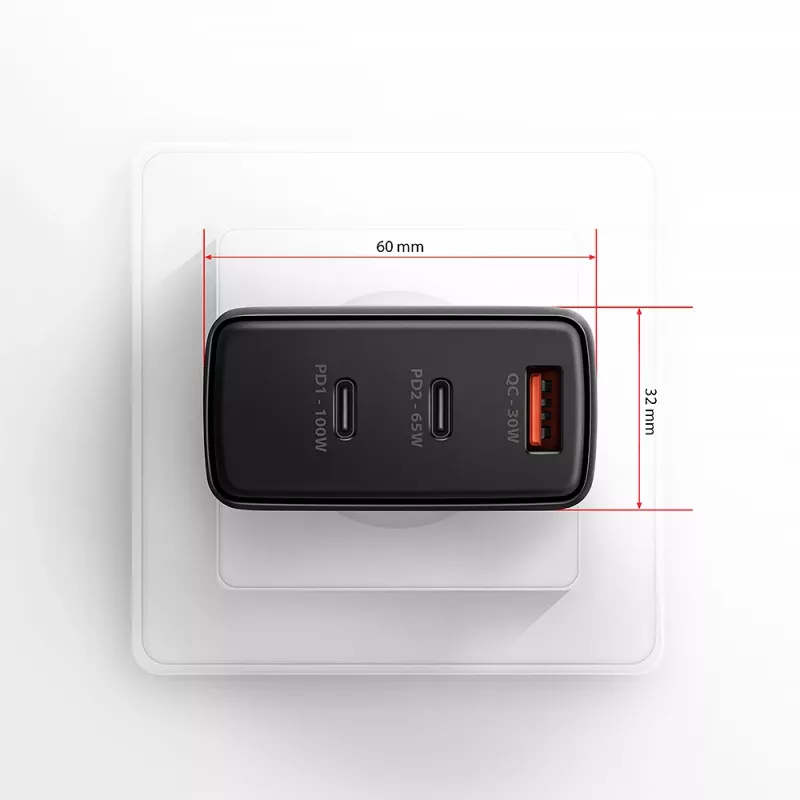Axagon ACU-DPQ100 PD3.0 & QC 4+ THREE OUTPUTS Cargador de pared 100W