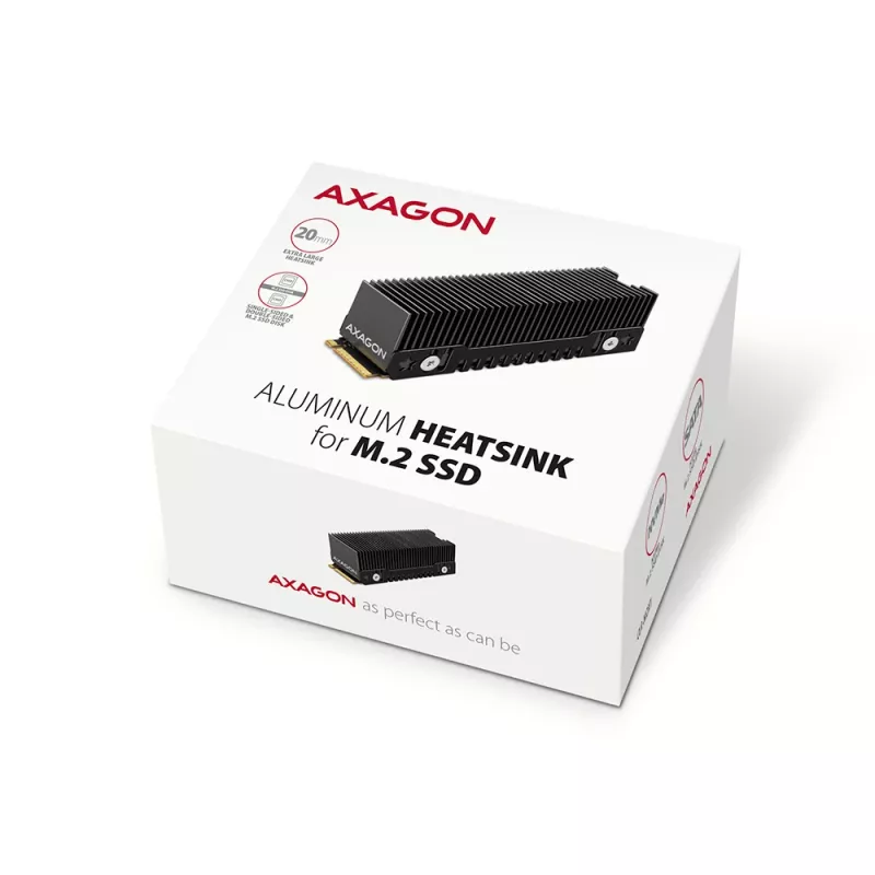 Axagon CLR-M2XT Disipador pasivo de aluminio para SSD M.2 de una y doble cara tamaño 2280, altura 24 mm