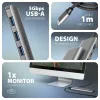 Axagon HMC-5H Hub USB 5Gbps, 3x USB-A, HDMI 4K/30Hz, PD 100W, cable USB-C de 100cm