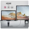 Axagon HMC-STND Hub multipuerto USB-C 5Gbit/s y soporte de aluminio para portátiles. HDMI 4K/60Hz, GLAN, PD y 3 puertos USB-A. Cable USB-C de 60 cm.