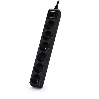 CyberPower Tracer III B0620SC0-FR Protector contra sobretensiones Negro 6 salidas AC 200 - 250 V 1,8 m