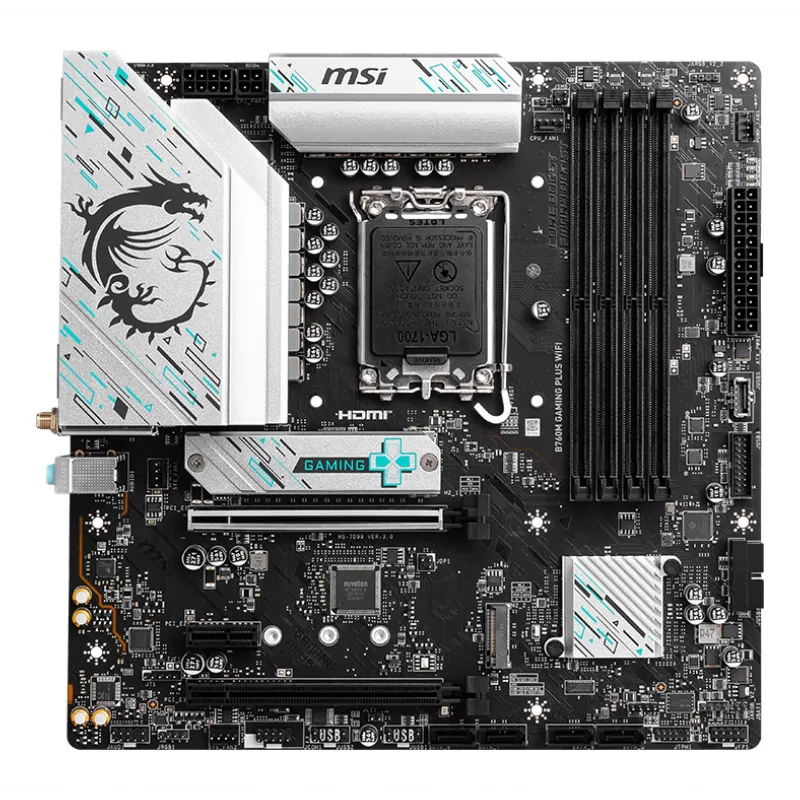 Placa base MSI B760M GAMING PLUS WIFI – Intel B760, LGA 1700, micro ATX, DDR5, 4 DIMM, Wi‑Fi 6E, 2.5Gb LAN