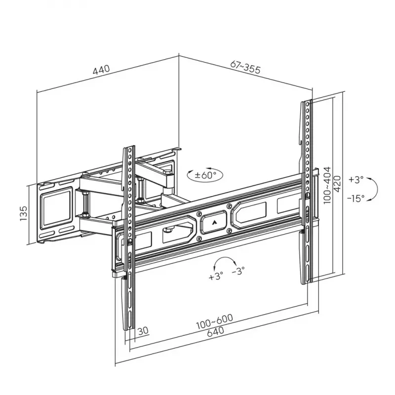 Maclean MC-710N soporte de pared para TV, 37-80 pulgadas, VESA hasta 600x400, máx. 40 kg, negro