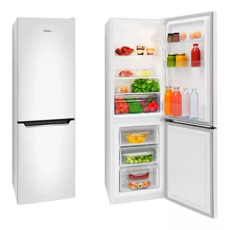 Amica FK200.4(E) frigorífico combi de libre instalación, congelador inferior, frigorífico 109 l + congelador 48 l, clase energética E, blanco