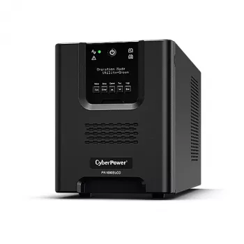 Sistema de alimentación ininterrumpida CYBERPOWER PR1000ELCD — 1 kVA (900 W), Line-Interactive, onda sinusoidal pura, 8 salidas C13, LCD, batería hot-swap