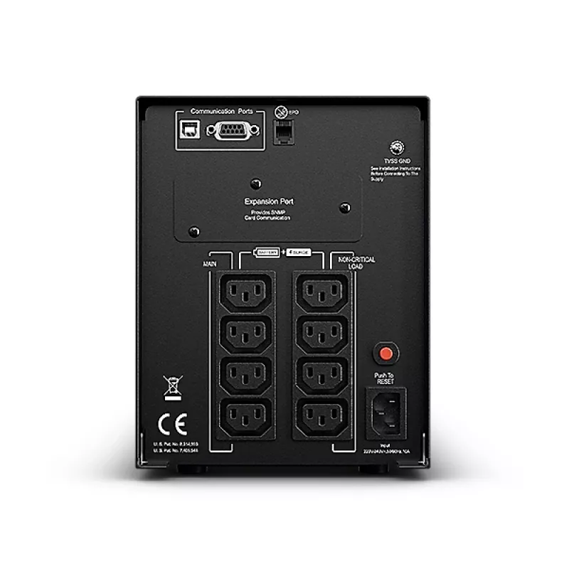 Sistema de alimentación ininterrumpida CYBERPOWER PR1000ELCD — 1 kVA (900 W), Line-Interactive, onda sinusoidal pura, 8 salidas C13, LCD, batería hot-swap