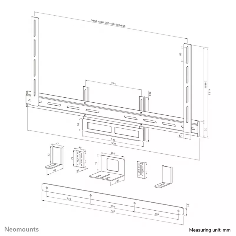 Kit de videobar Neomounts AV2-500BL 43-110