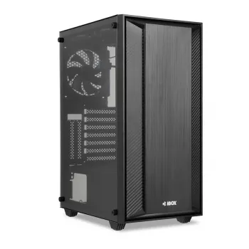 Caja de PC IBOX CETUS 906 Midi Tower negra – ATX/mATX, 460×210×350 mm, GPU 29 cm, 7 unidades, ventilador RGB